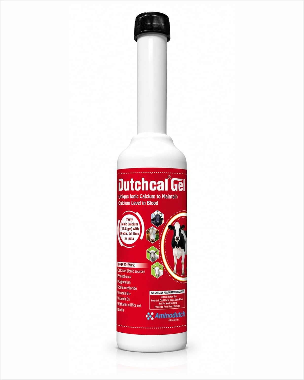 Dutchcal Gel 300 gm , Ionic Calcium Supplement for Cattle, Cow, Buffalo, Goat & Sheep , Supports Calcium Levels, Milk Production & Lactation , Calcium, Phosphorus, Magnesium, Vitamin D3 & B12