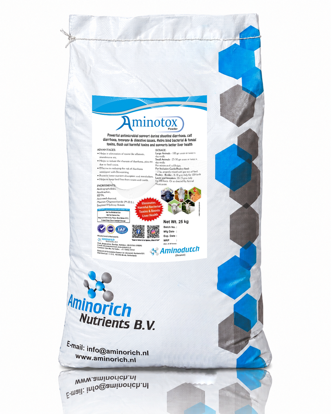 Aminotox Powder , Multi Toxin Binder for Cattle, Buffalo, Goat, Sheep, Poultry & Swine ,Activated Charcoal, MOS & Clinoptilolite ,25 Kg