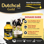 Dutchcal Gold Liquid Calcium Supplement for Cattle, Buffalo, Goat, Sheep & Poultry | Supports Milk Production, Bone Health & Lactation
