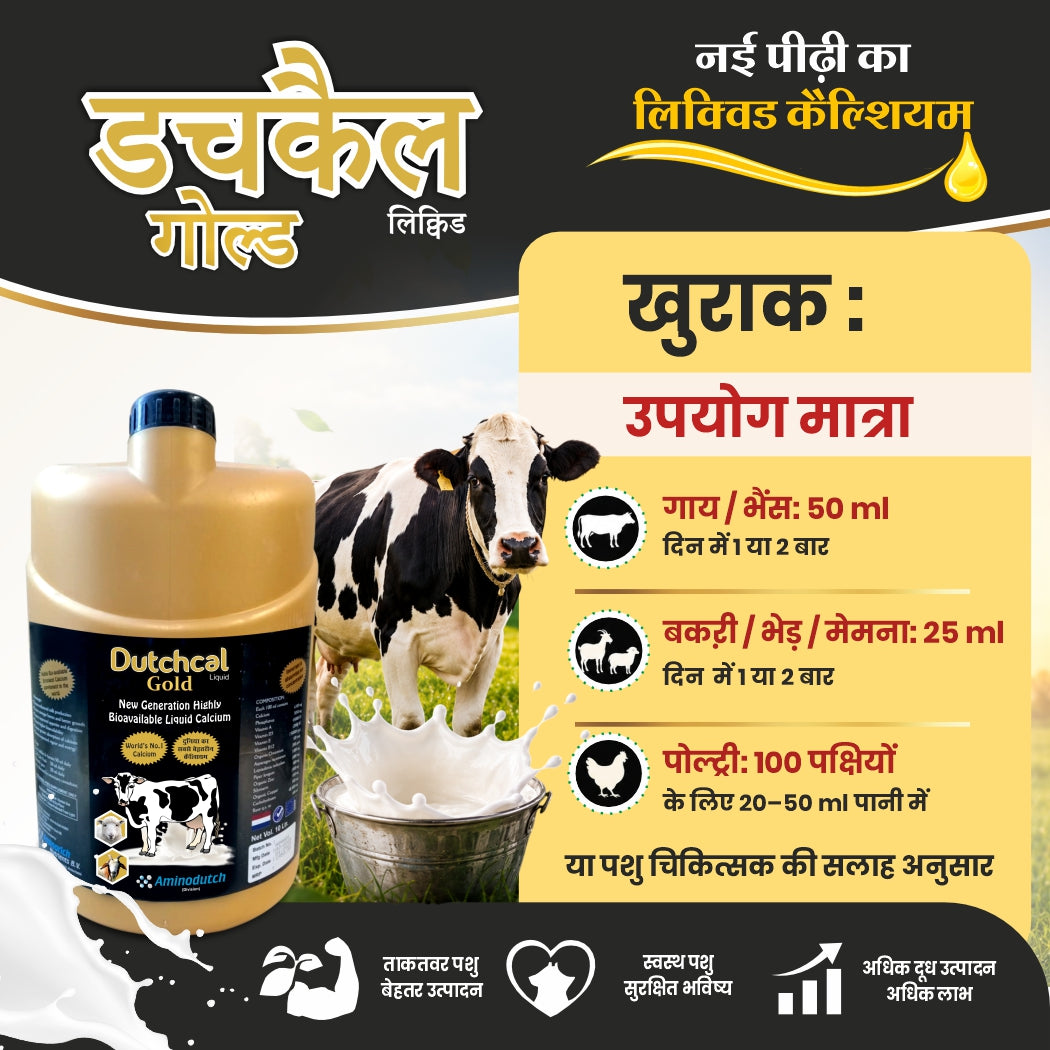 Dutchcal Gold Liquid Calcium Supplement for Cattle, Buffalo, Goat & Sheep 1ltr