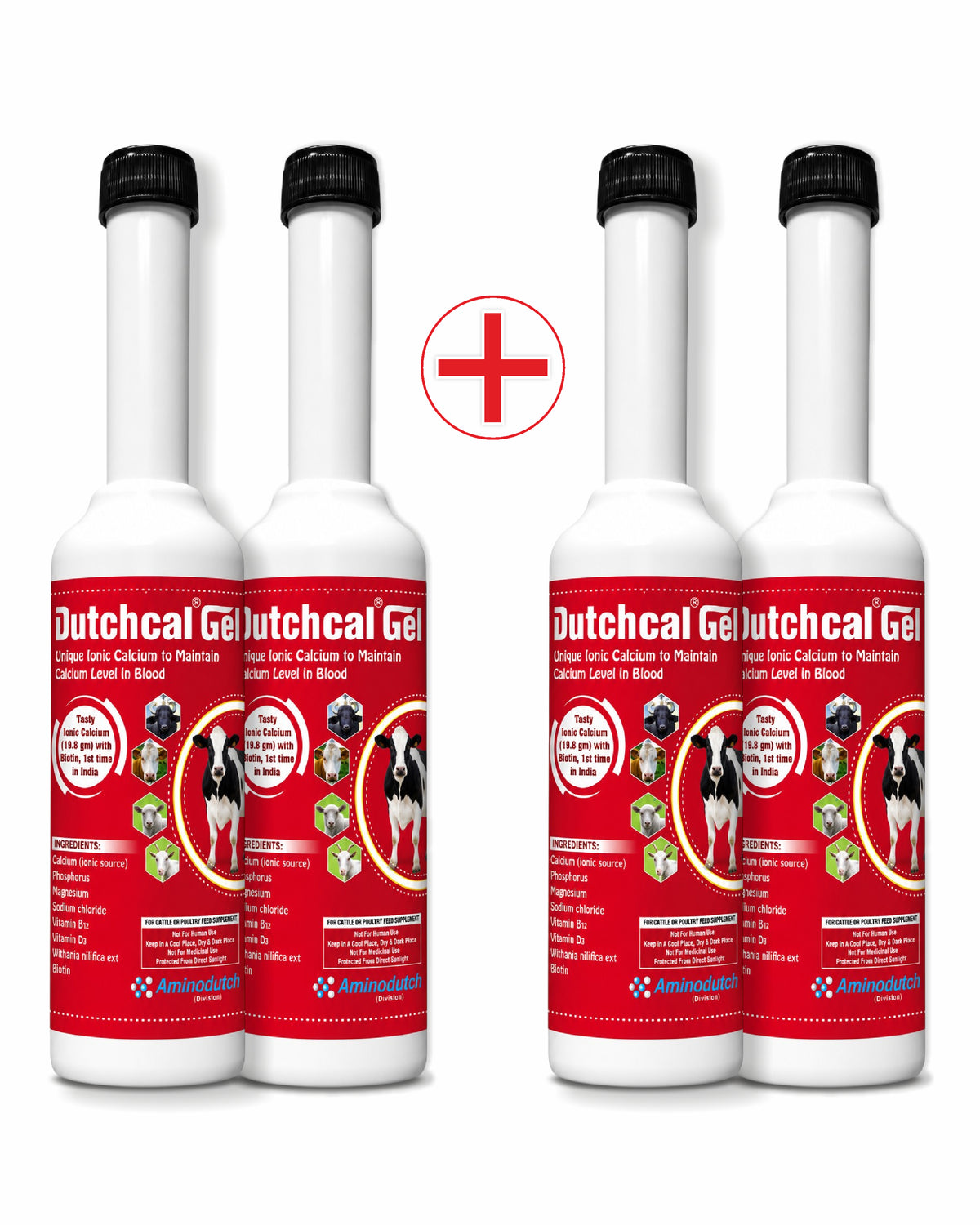Dutchcal Gel Buy 2 Get 2 Free ,Ionic Calcium Supplement for Dairy Cattle, Supports Calcium Levels, Milk Production & Lactation,300 gm × 4