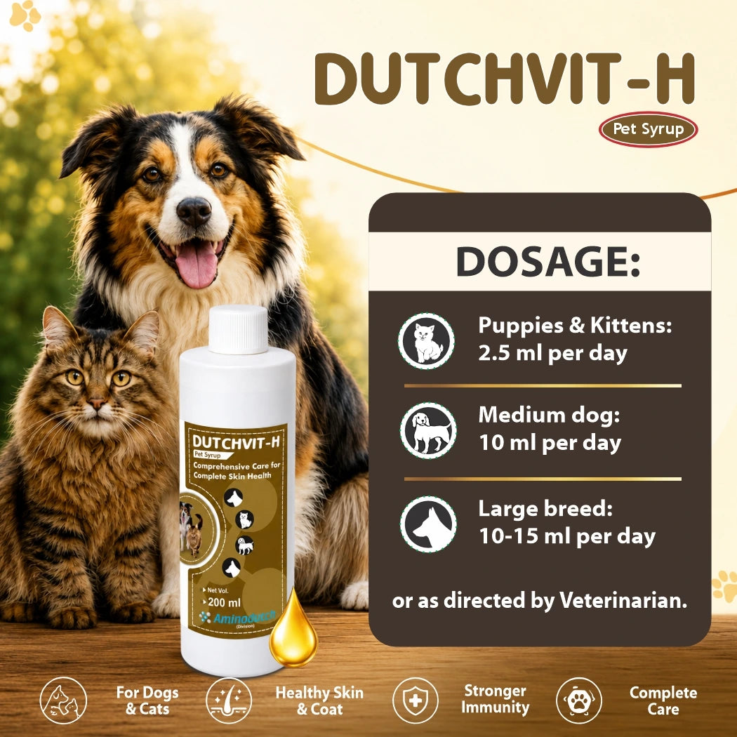 Dutchvit-H Pet Syrup 200ml | Comprehensive Care for Complete Skin Health
