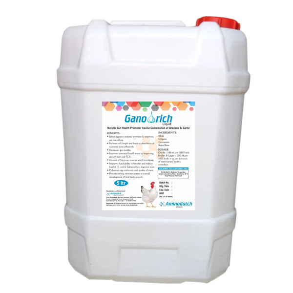 Ganorich Liquid – Oregano & Garlic Gut Health Promoter for Poultry 5L