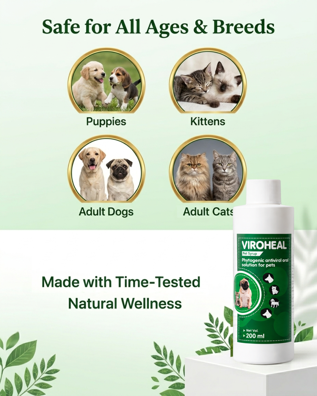 VIROHEAL Pet Syrup Immunity Booster for Dogs & Cats with Amla, Tulsi, Giloy & Pippali – Herbal Supplement (200 ml)