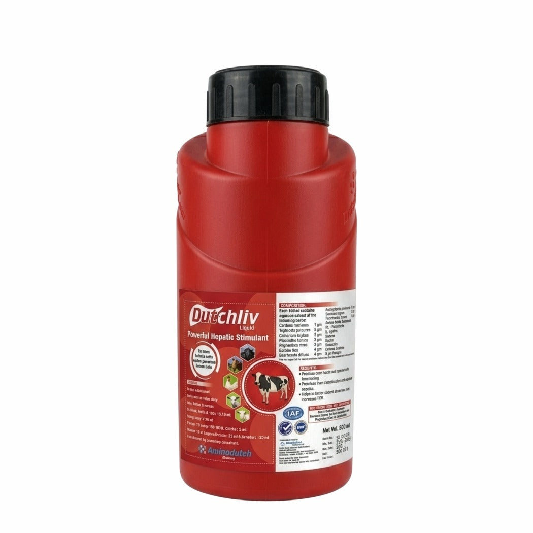 Dutchliv Liquid Liver Tonic with Silymarin for Cow, Buffalo & Poultry – 500 ml