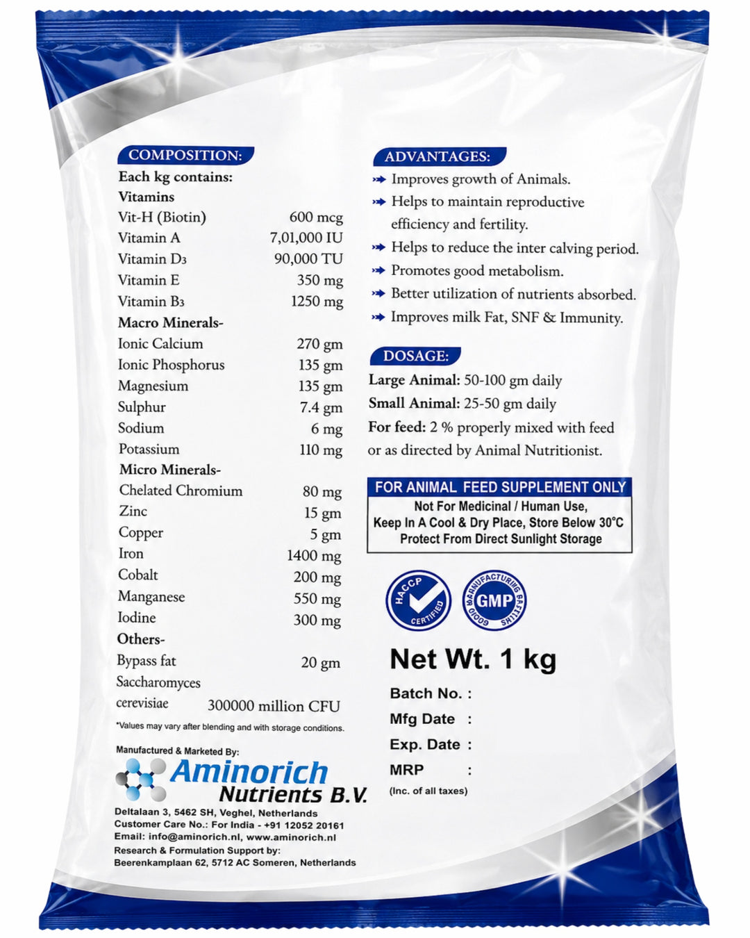 Dutchmin SS Powder 1 Kg | Advanced Chelated Mineral Supplement for Cattle, Buffalo, Goat & Sheep | Supports Production, Reproduction & Overall Health